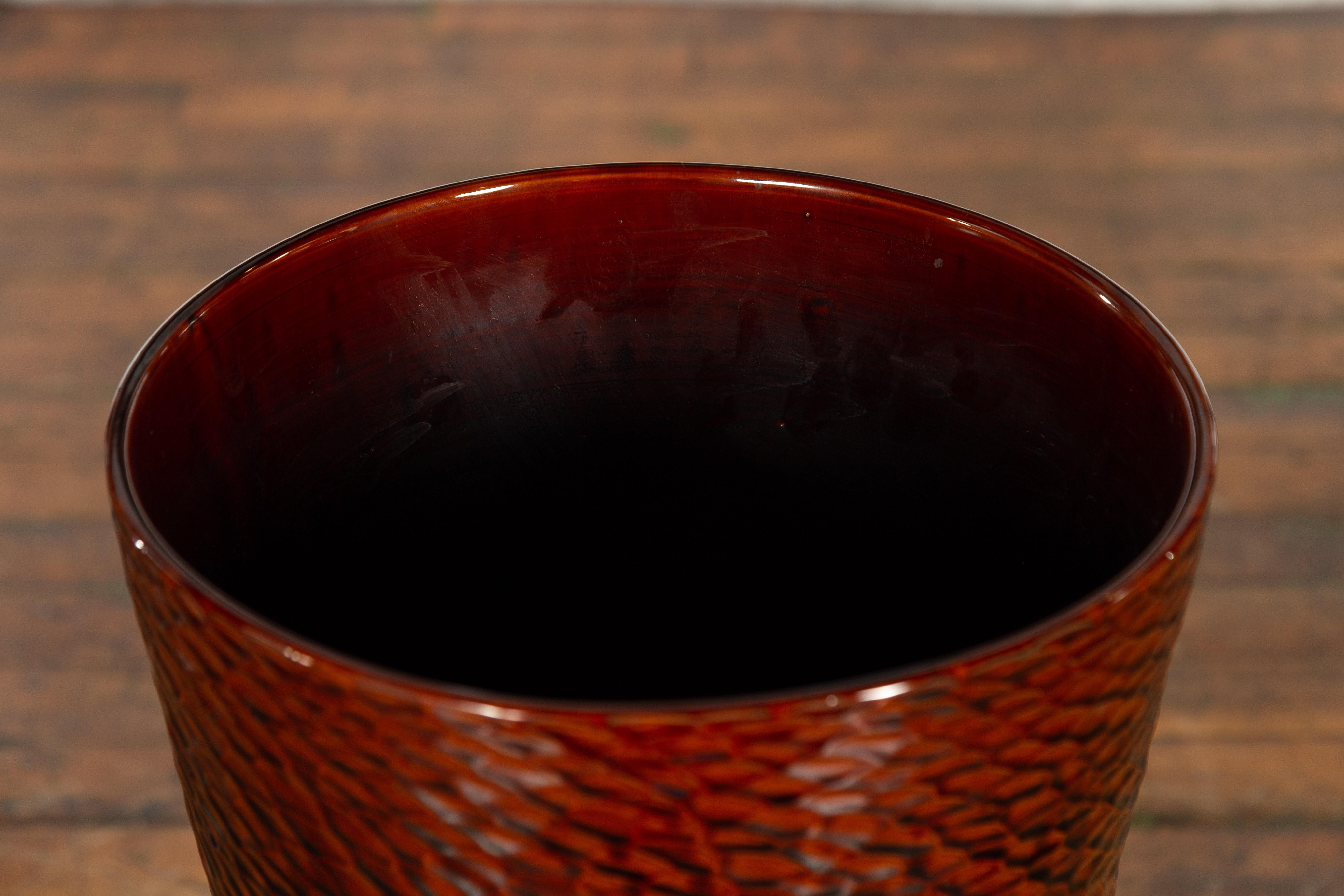 Contemporary Prem Collection Artisan Vase with Textured Burgundy Finish For Sale 9