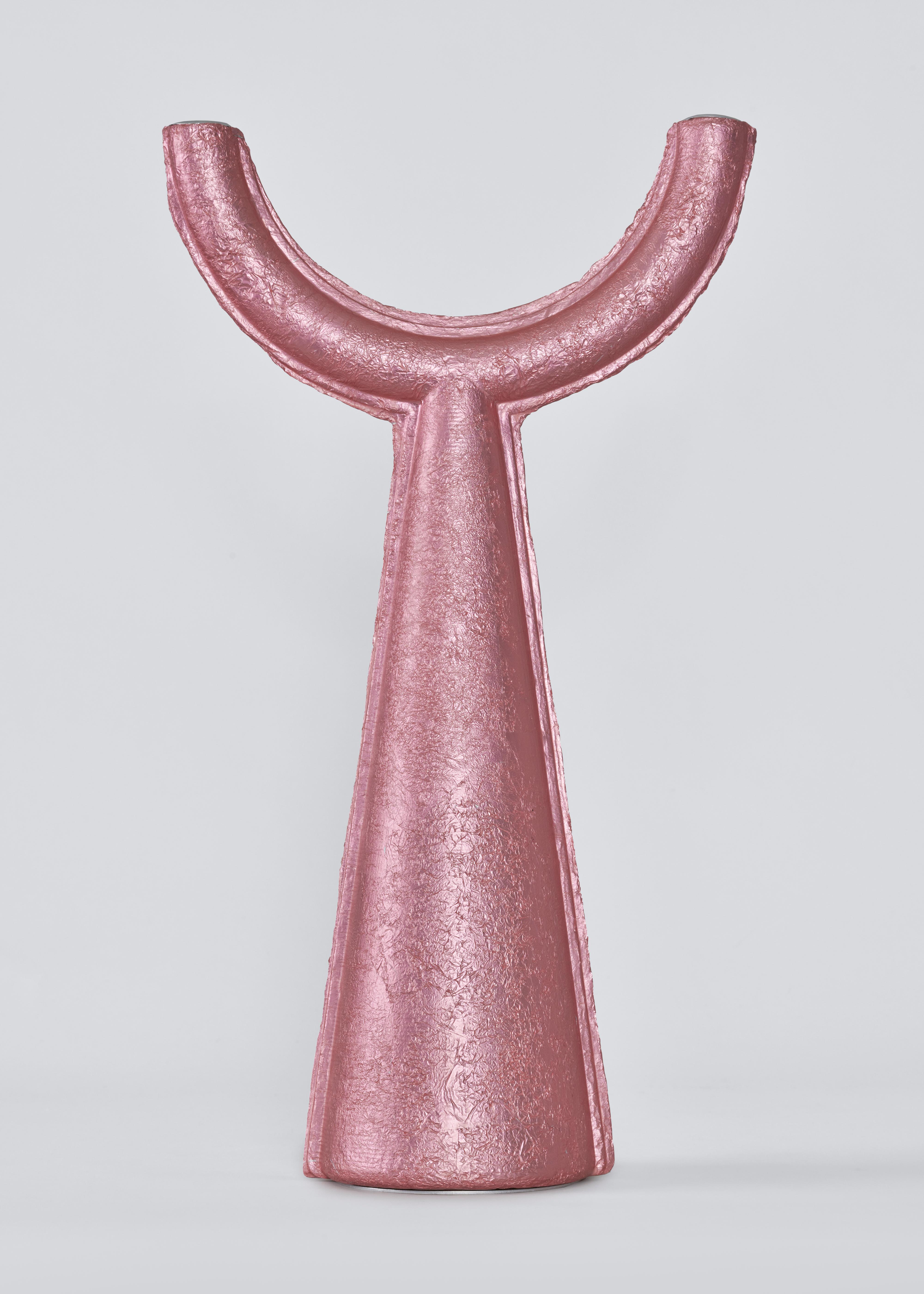 Dutch Contemporary Pressed Aluminium Chunk Candleholder in Pink by Ward Wijnant For Sale