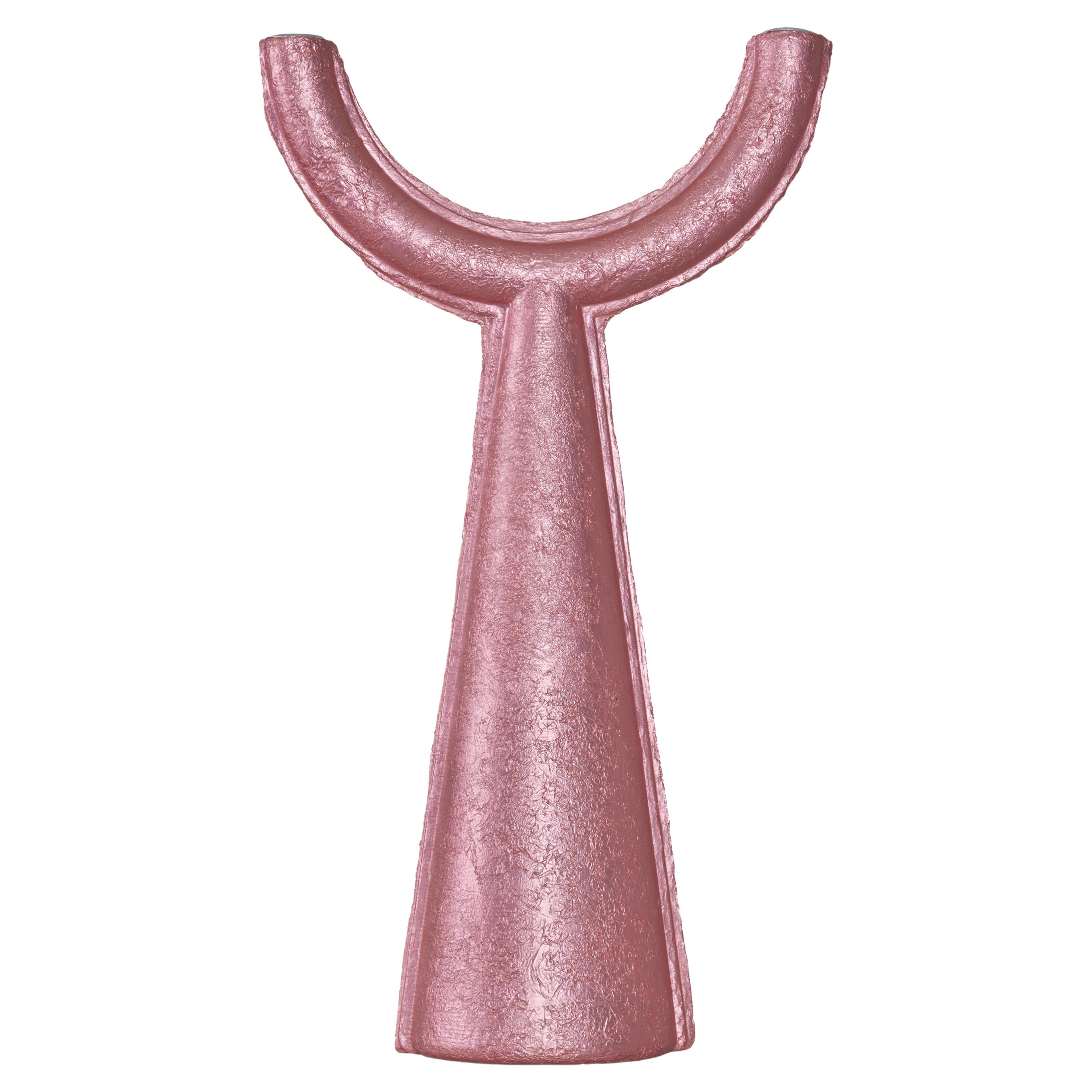 Portacandele contemporaneo in alluminio pressato rosa di Ward Wijnant