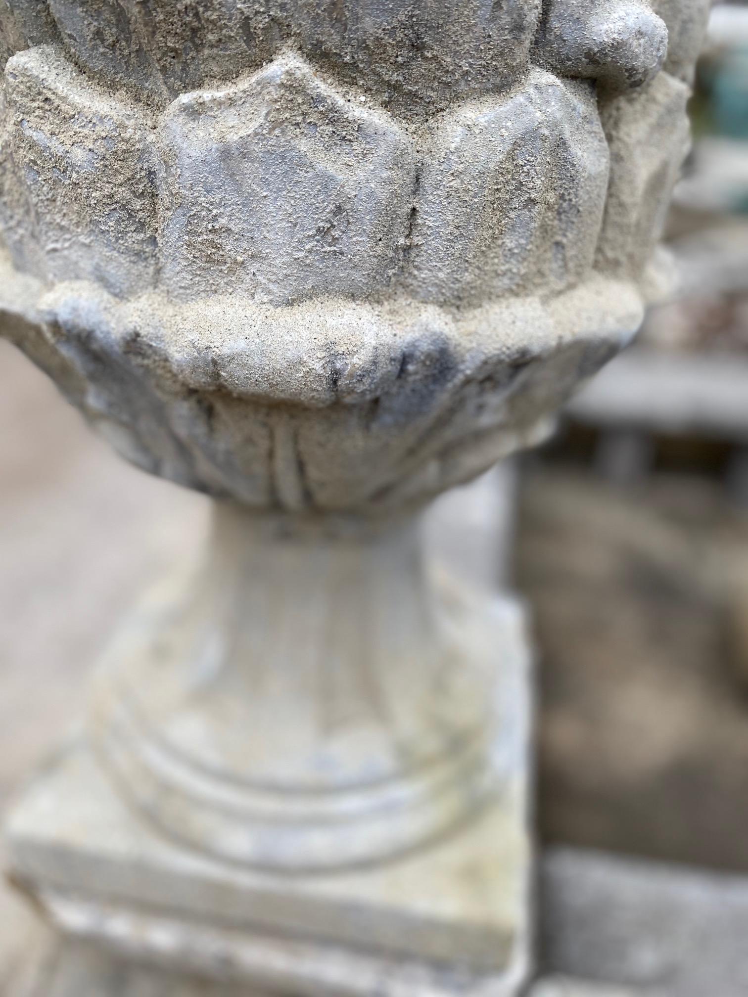 Here we have Medici style pressed limestone acorns, sold as individual pieces. An excellent piece for an entry way or backyard garden. 

Measurements: 12