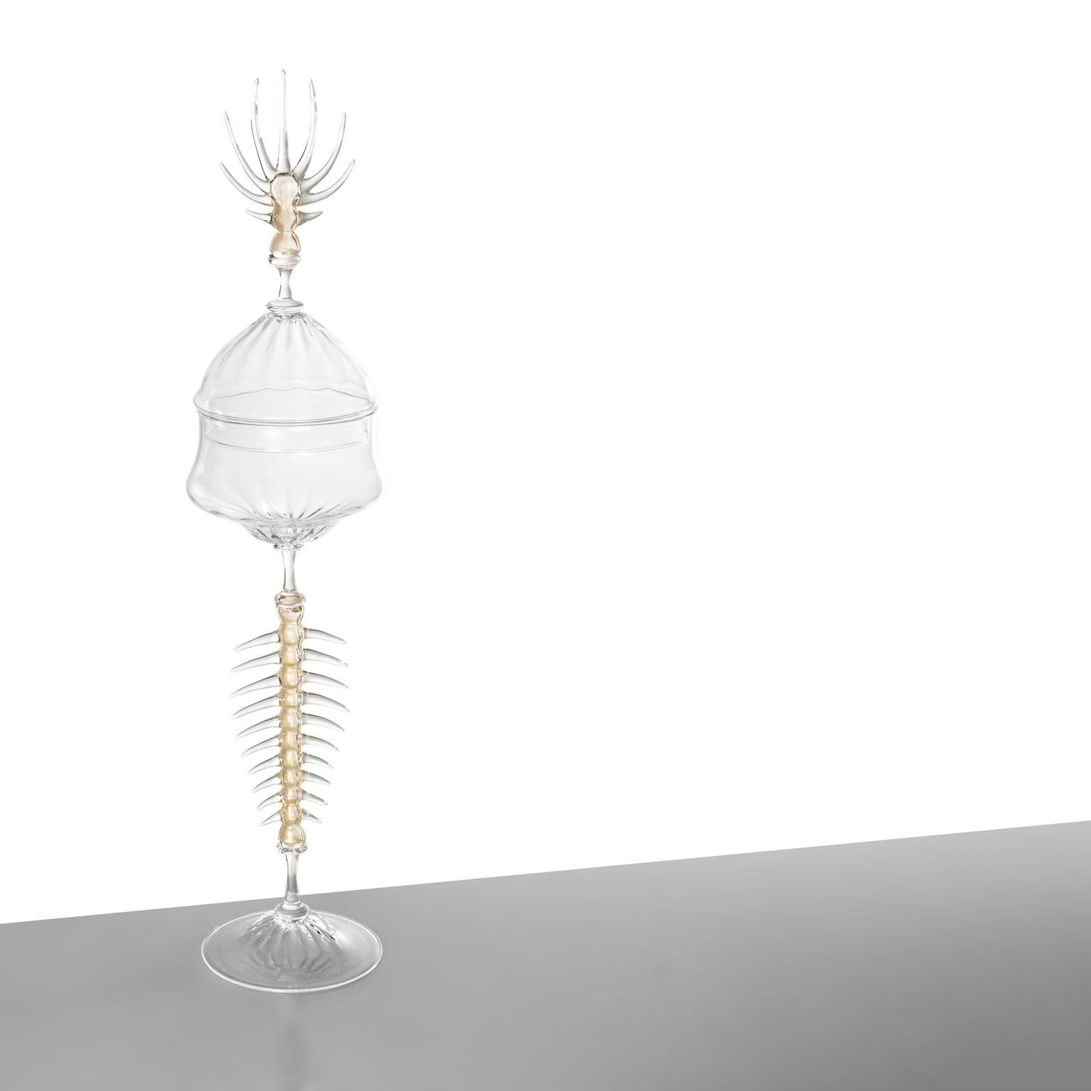 Gobelets et aiguières contemporains en verre soufflé à la main 'Prezioso Tris' avec feuilles d'or Déco en vente 2
