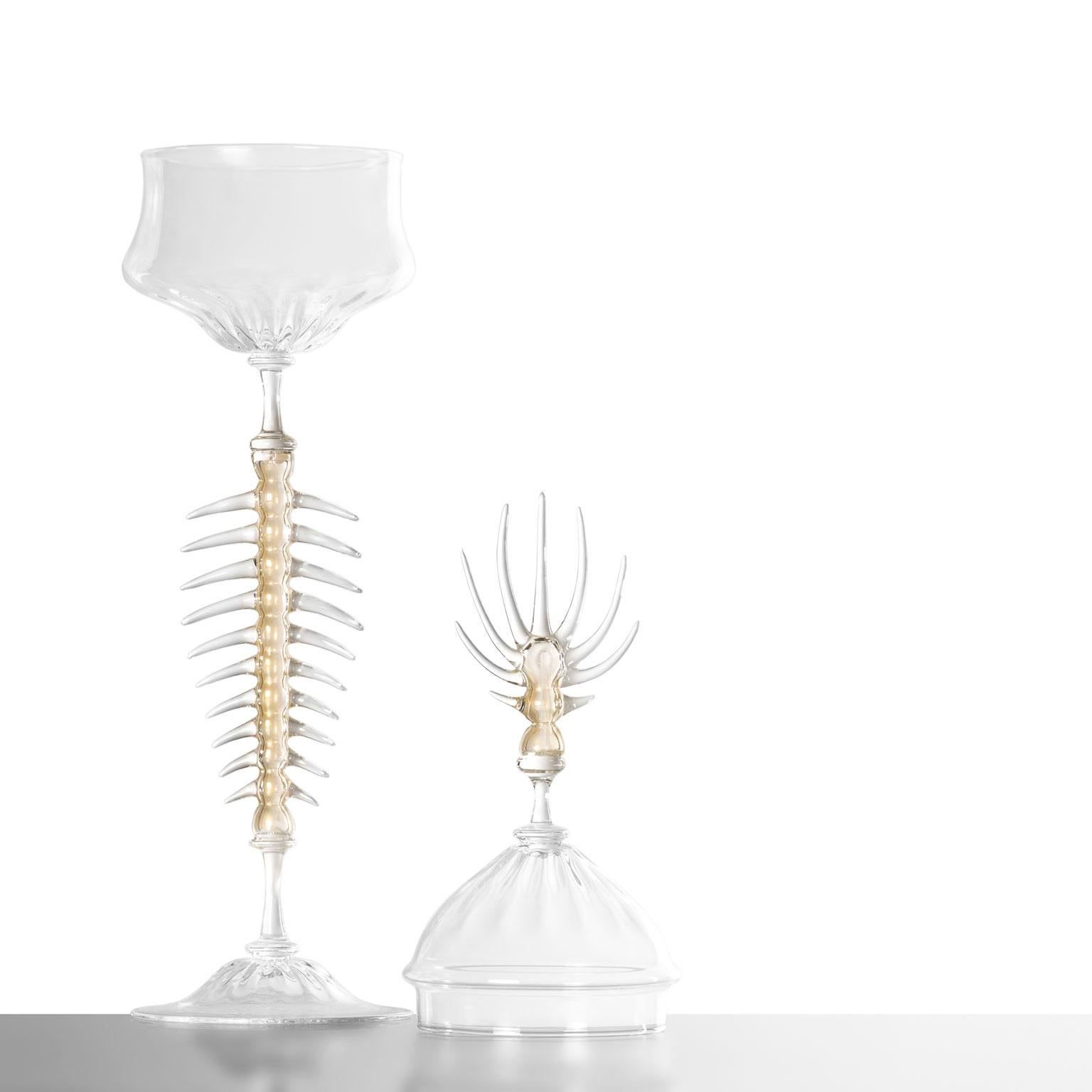 Gobelets et aiguières contemporains en verre soufflé à la main 'Prezioso Tris' avec feuilles d'or Déco en vente 3