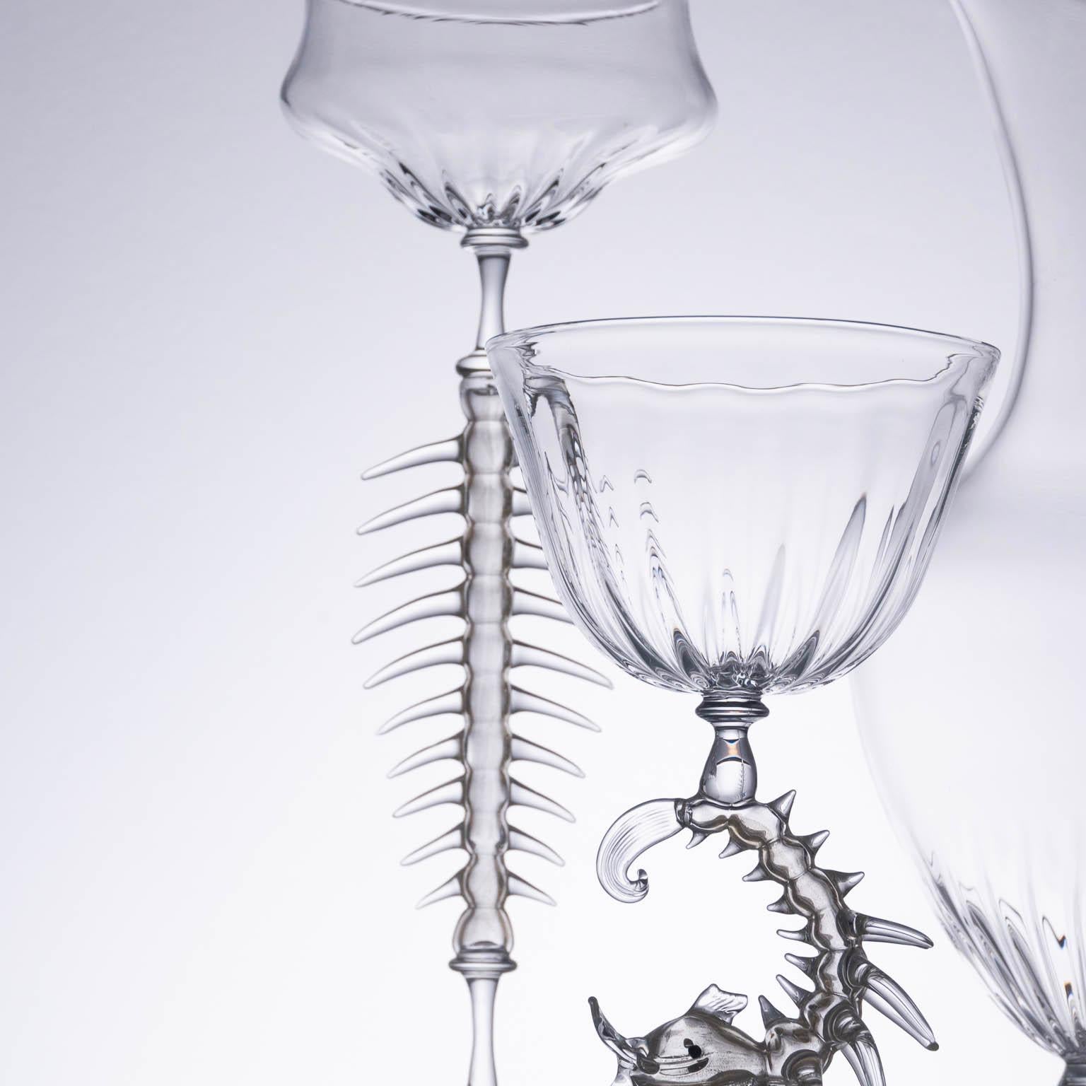 Gobelets et aiguières contemporains en verre soufflé à la main 'Prezioso Tris' avec feuilles d'or Déco en vente 6