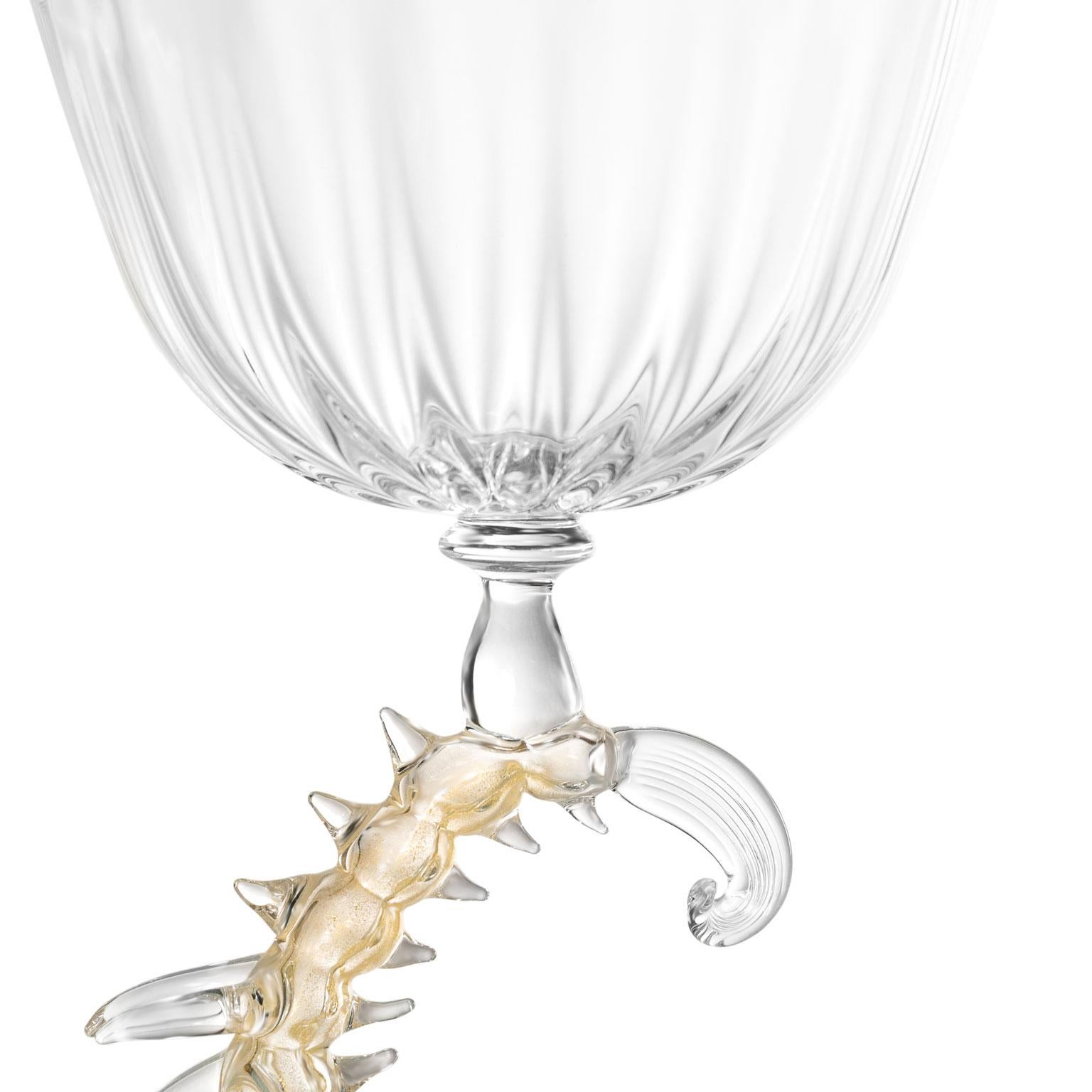 Gobelets et aiguières contemporains en verre soufflé à la main 'Prezioso Tris' avec feuilles d'or Déco en vente 9