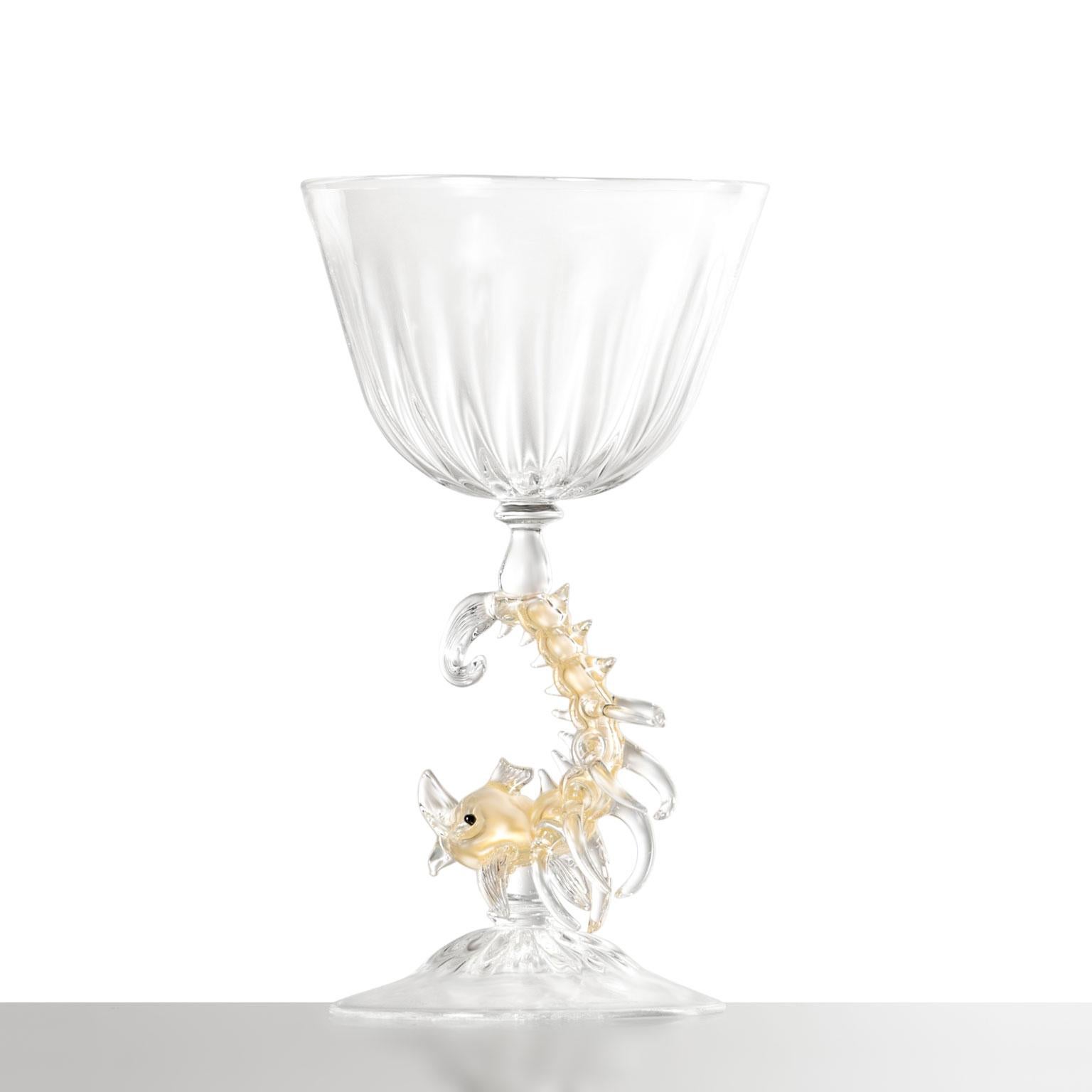 Gobelets et aiguières contemporains en verre soufflé à la main 'Prezioso Tris' avec feuilles d'or Déco en vente 11
