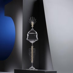 Contemporary 'Prezioso Tris' Gold Leafed Hand Blown Glass Goblets and Ewer Deco