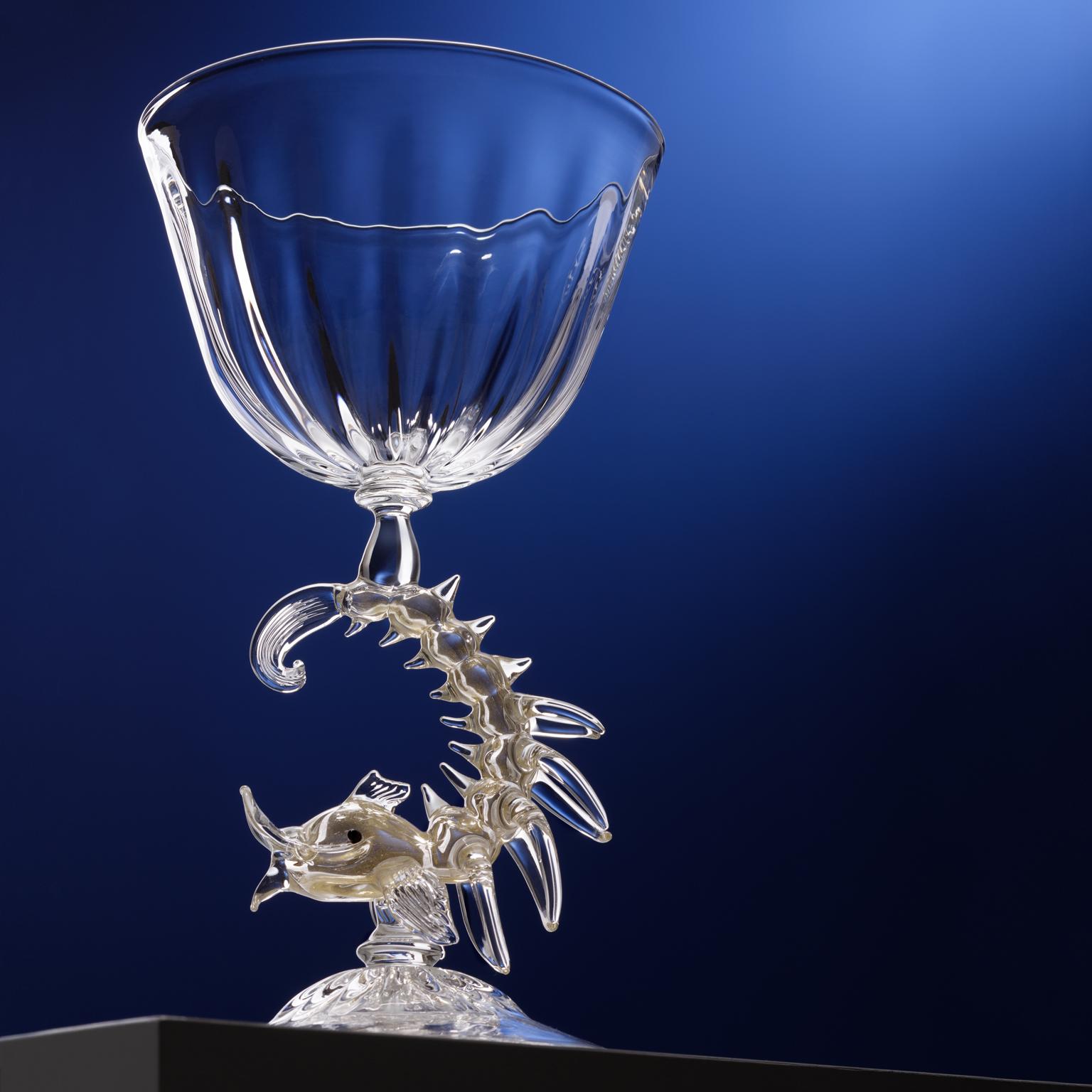 italien Gobelets et aiguières contemporains en verre soufflé à la main 'Prezioso Tris' avec feuilles d'or Déco en vente