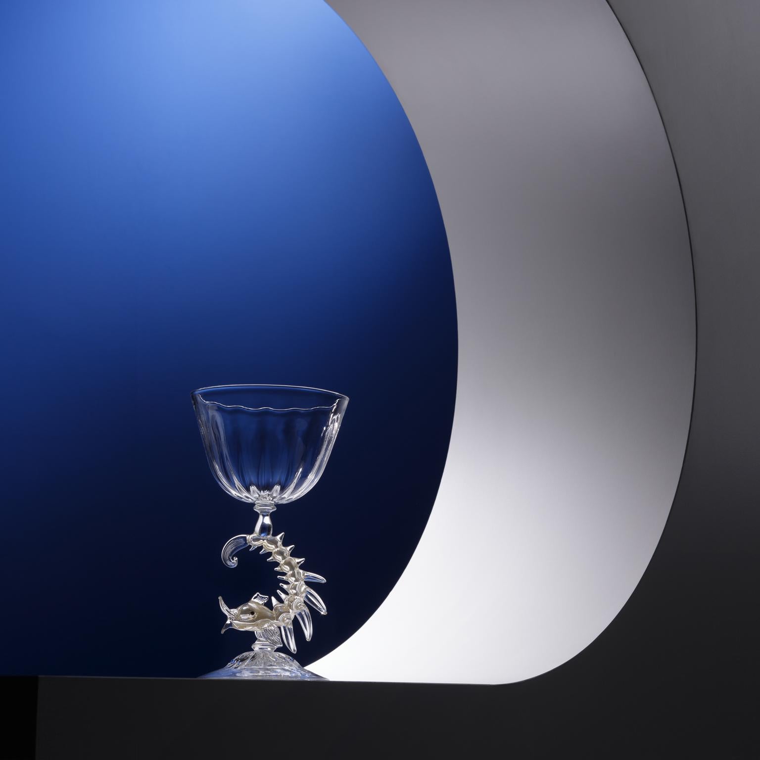 Fait main Gobelets et aiguières contemporains en verre soufflé à la main 'Prezioso Tris' avec feuilles d'or Déco en vente