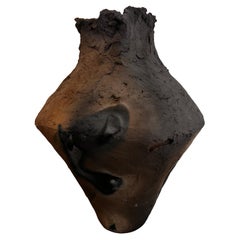 Contemporary Primitive Raw Clay Vase 