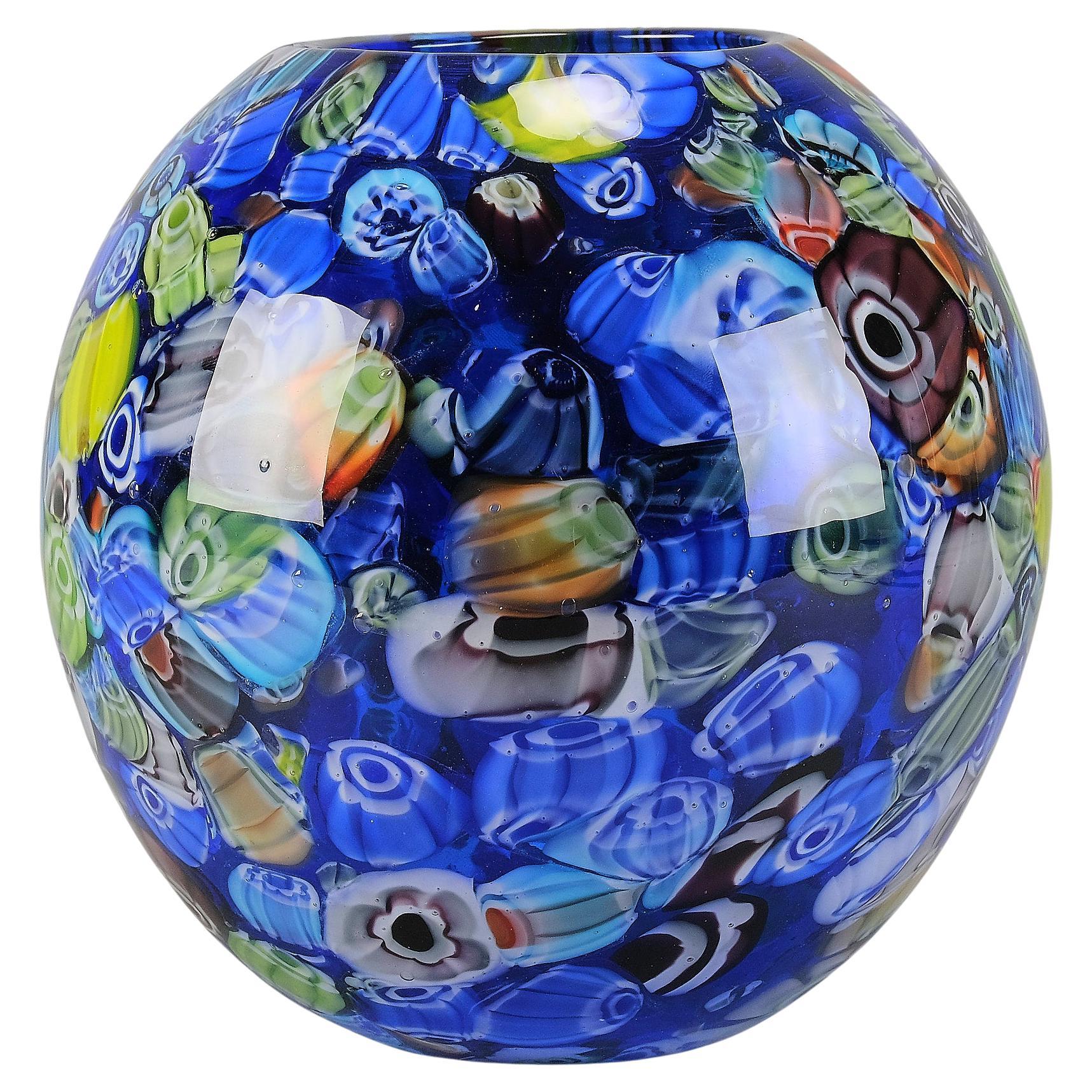 Contemporary "Primrose Millefiore Vase" by Murano Glass