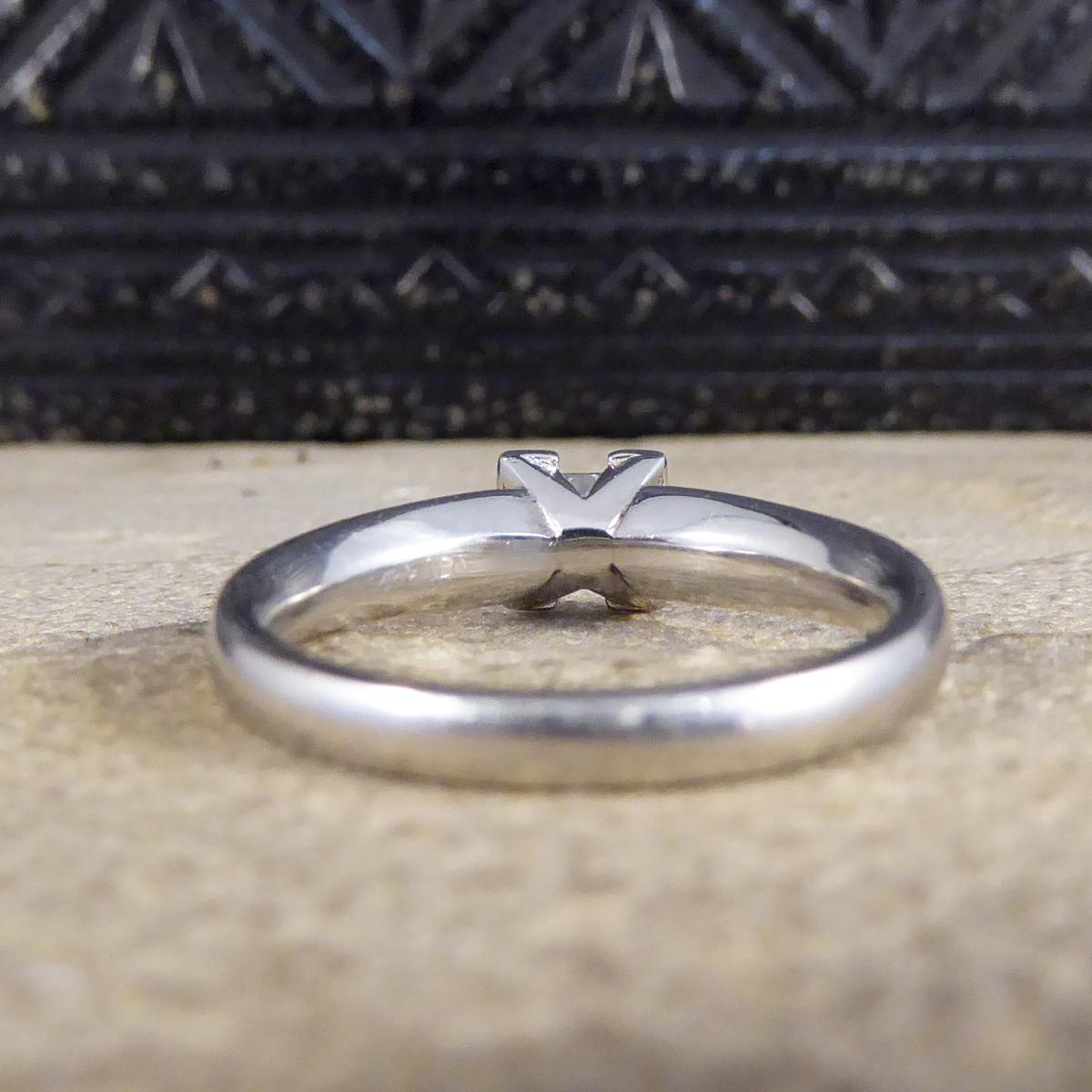Modern Contemporary Princess Cut 0.45 Carat Diamond Solitaire Ring in Platinum