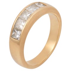 Contemporary princess cut diamond 18k yellow gold wedding band