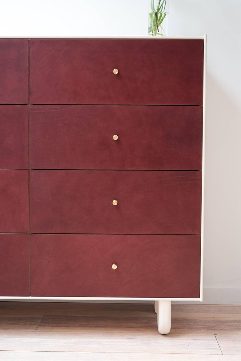 fore bleached ash short dresser Profile Dresser in Bleached Ash with Burgundy Leather For Sale at 1stDibs