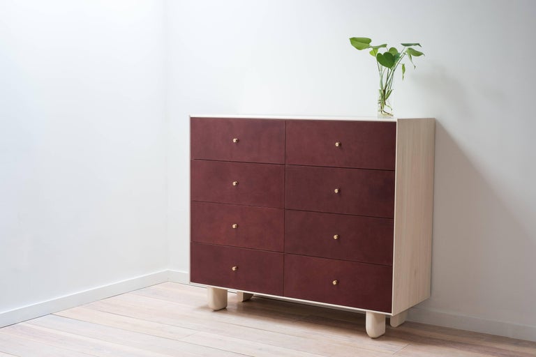 Profile Dresser in Bleached Ash with Burgundy Leather For Sale at 1stDibs |  maroon dresser, fore bleached ash short dresser, stillmade dresser