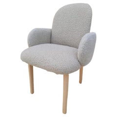 Contemporary Puik Newly Upholstery in a Boucle Dost Wood Base Accent Side Chair