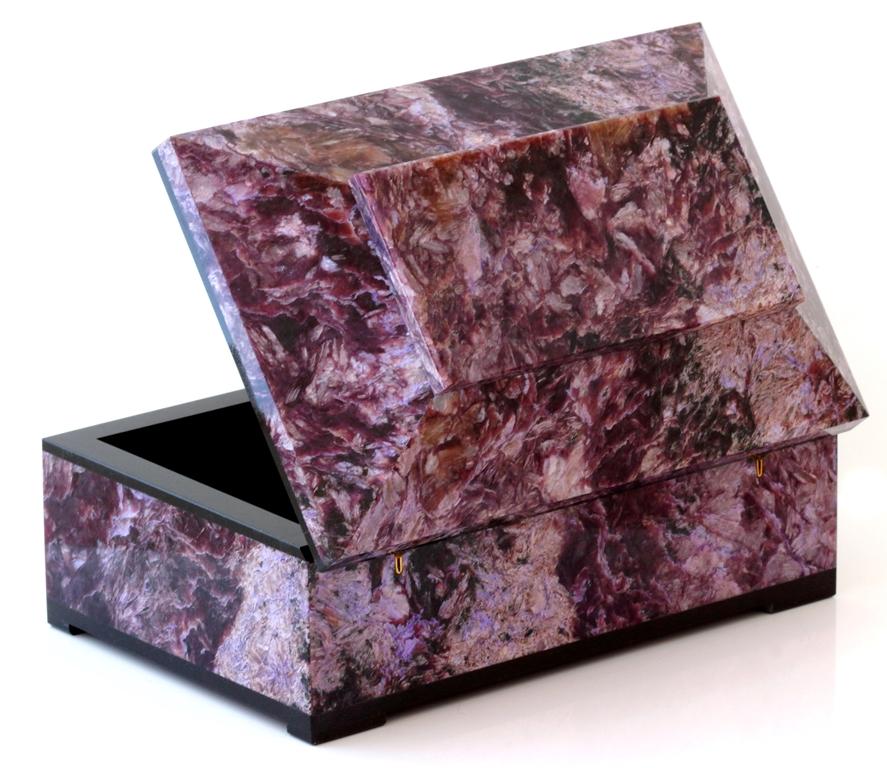 Contemporary Purple Lilac Charoite Box with Hinged Lid 5