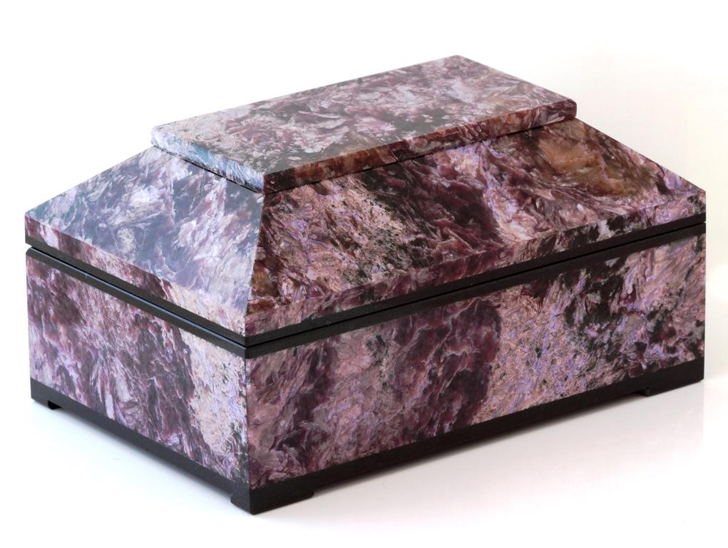 Contemporary Purple Lilac Charoite Box with Hinged Lid 6