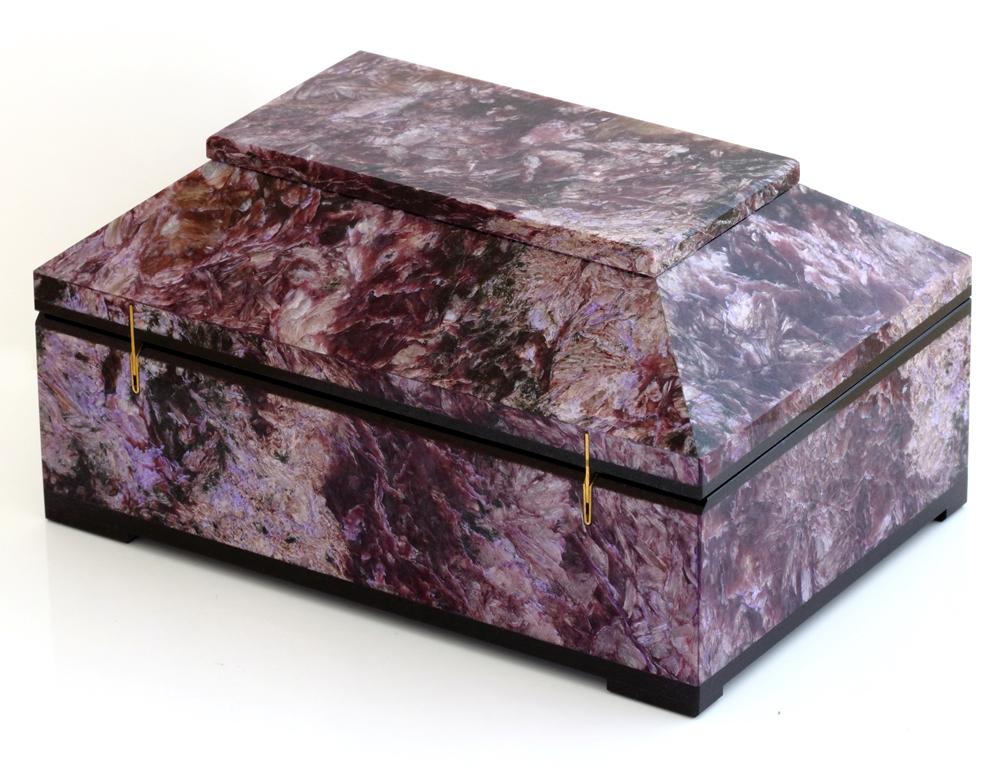 Contemporary Purple Lilac Charoite Box with Hinged Lid 4