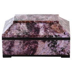 Contemporary Purple Lilac Charoite Box with Hinged Lid