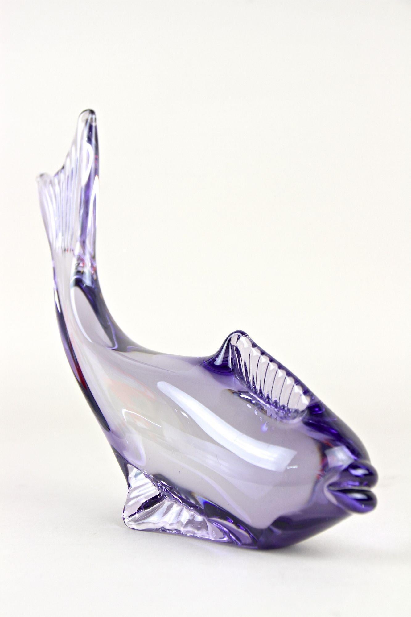 Contemporary Purple Murano Glass Fish, Italy circa 1970 For Sale 13
