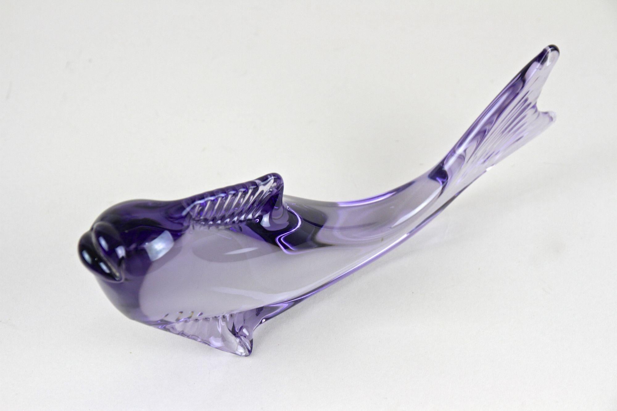20th Century Contemporary Purple Murano Glass Fish, Italy circa 1970 For Sale