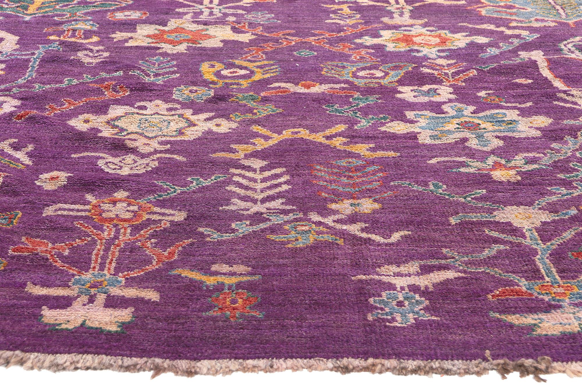 Hand-Knotted Contemporary Purple Oushak Rug For Sale