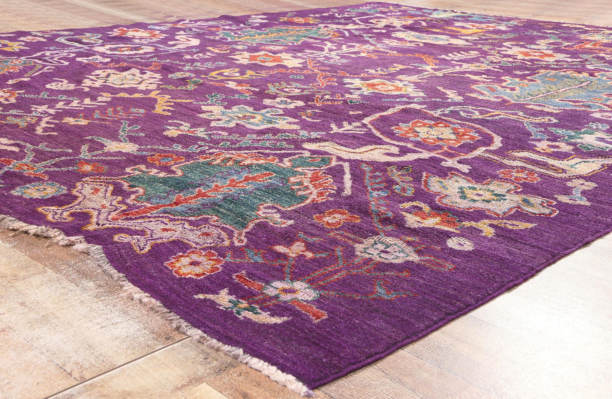 Contemporary Purple Oushak Rug For Sale 1