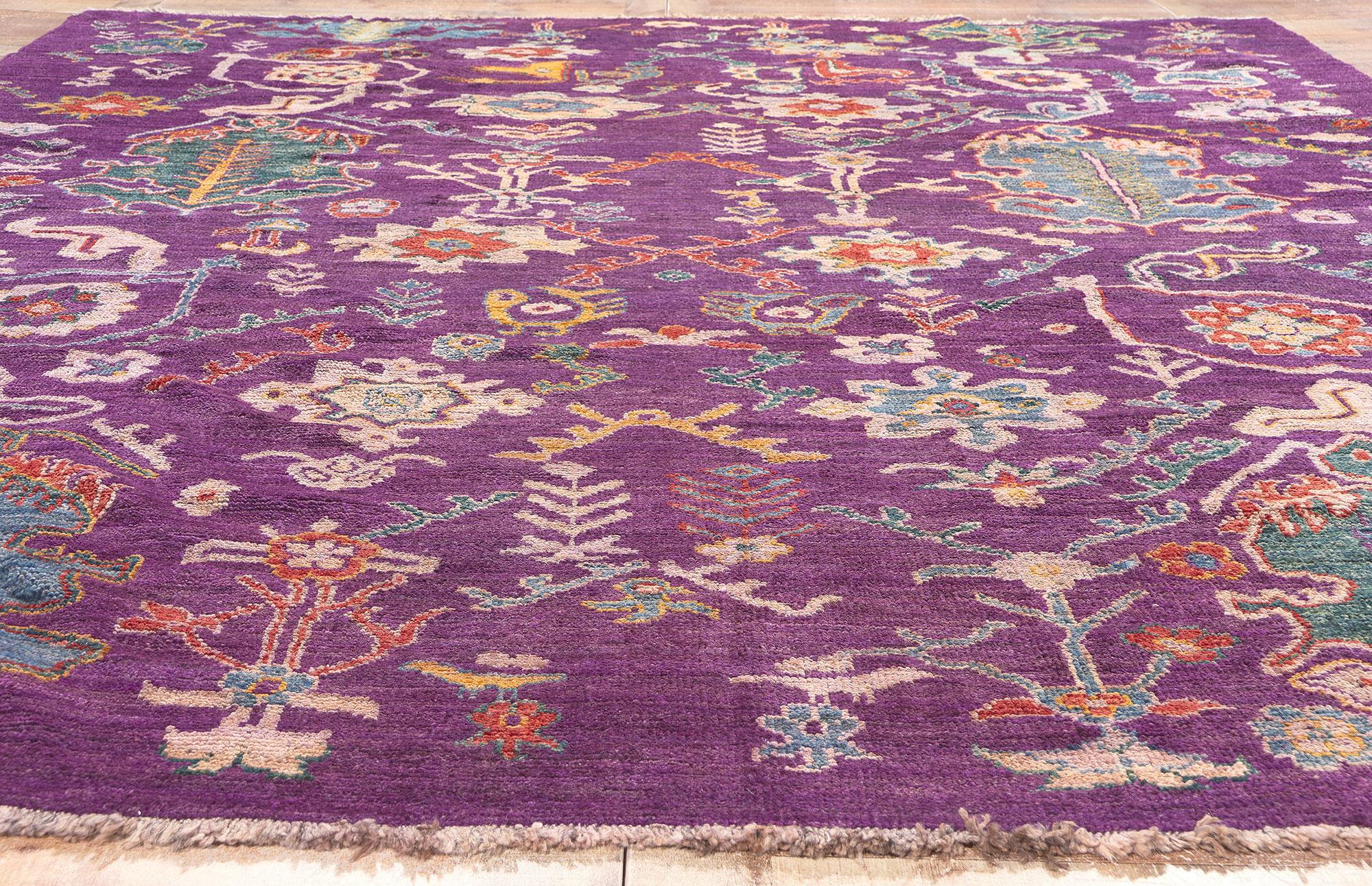 Contemporary Purple Oushak Rug For Sale 2