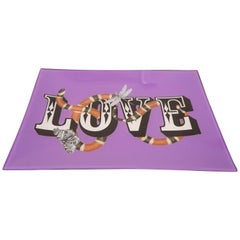 Contemporary Purple Tray Featuring Snake, Insect, and "LOVE" Design