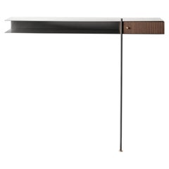 Console contemporanea QD18 con cassetto in acciaio spazzolato, metallo bronzato e Wood
