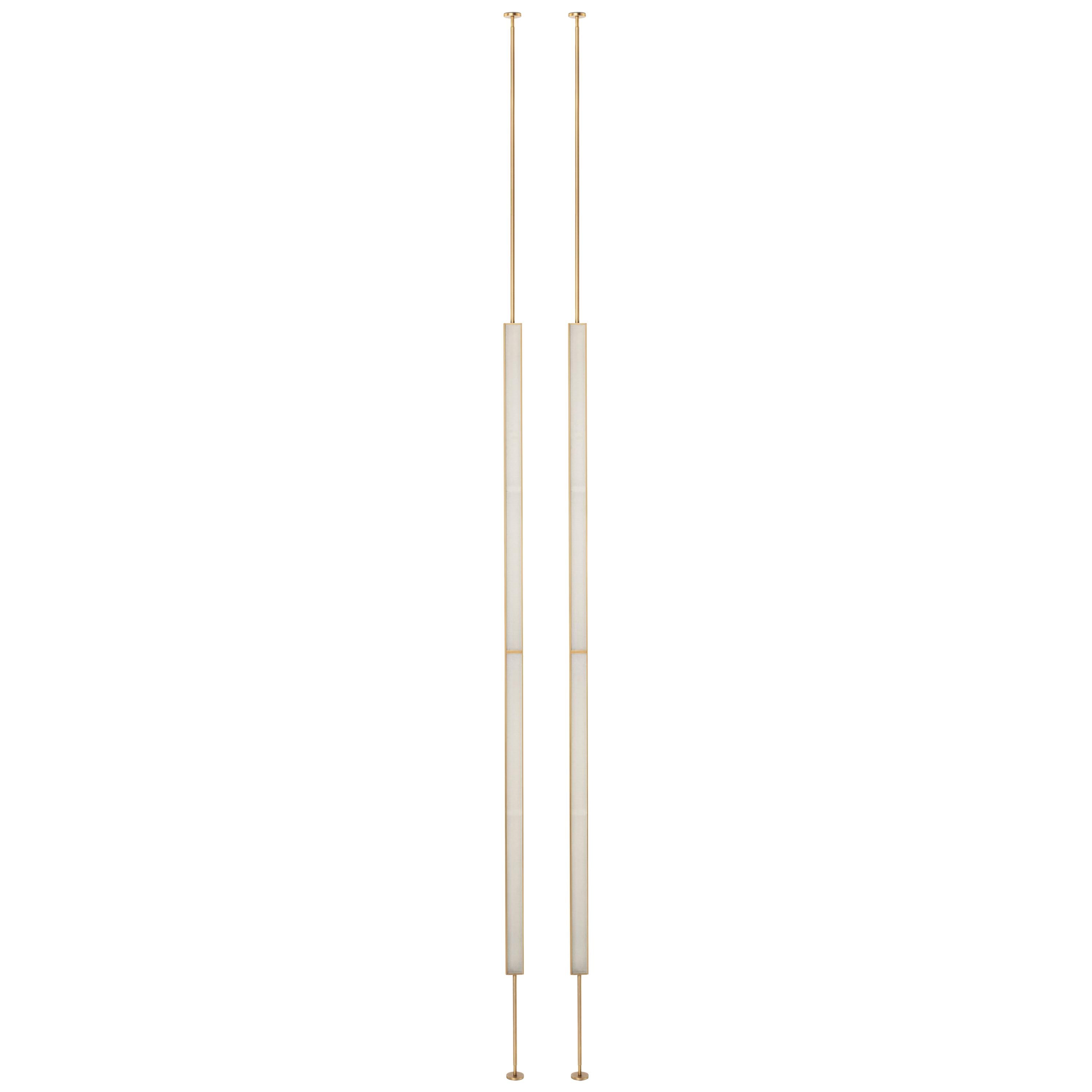 Contemporary QD22 Floor Lamp with Brass and Ribbed Glass For Sale