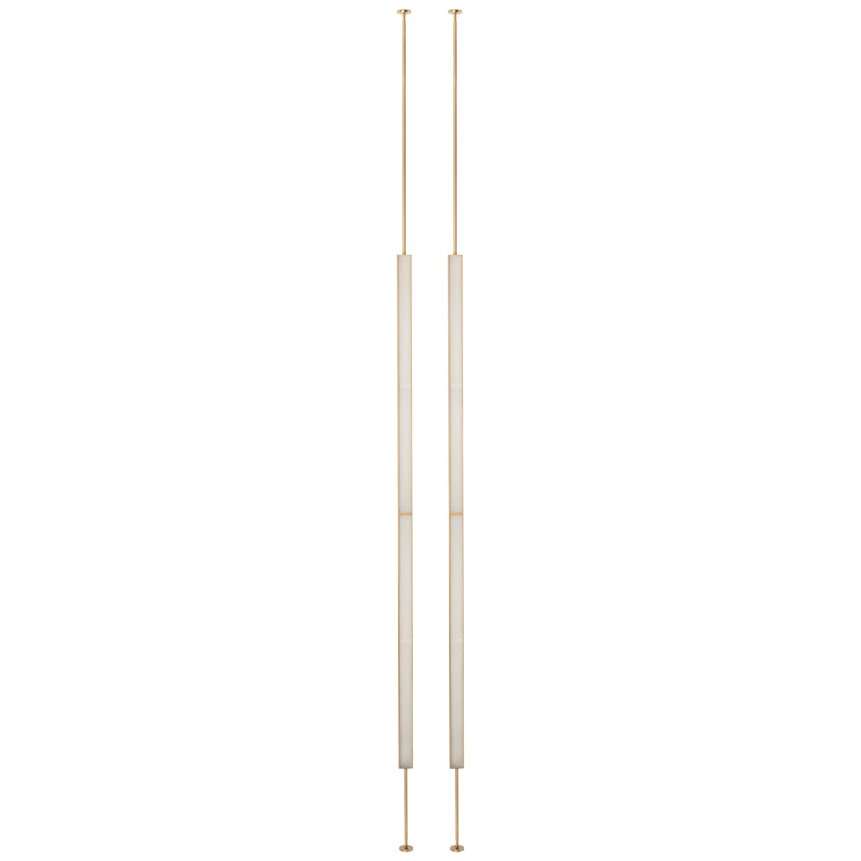 Contemporary QD22 Floor Lamp with Brass and Ribbed Glass