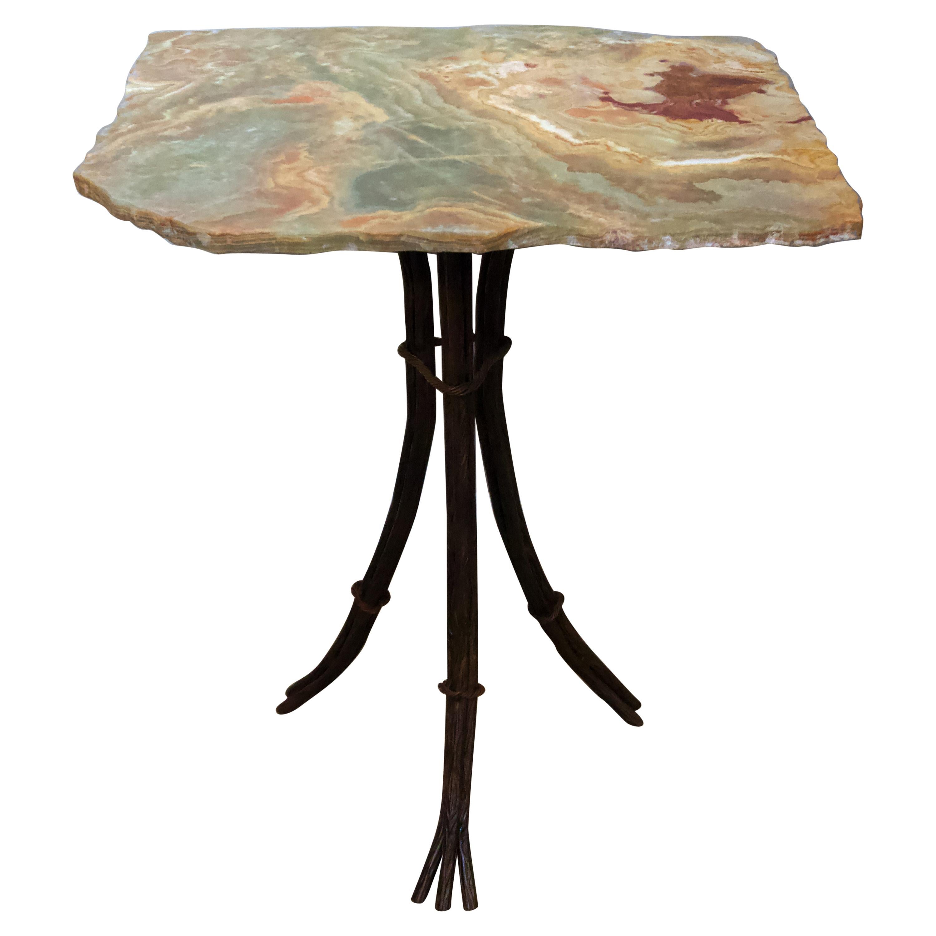 Contemporary Quartz Table with Branch Form Base For Sale