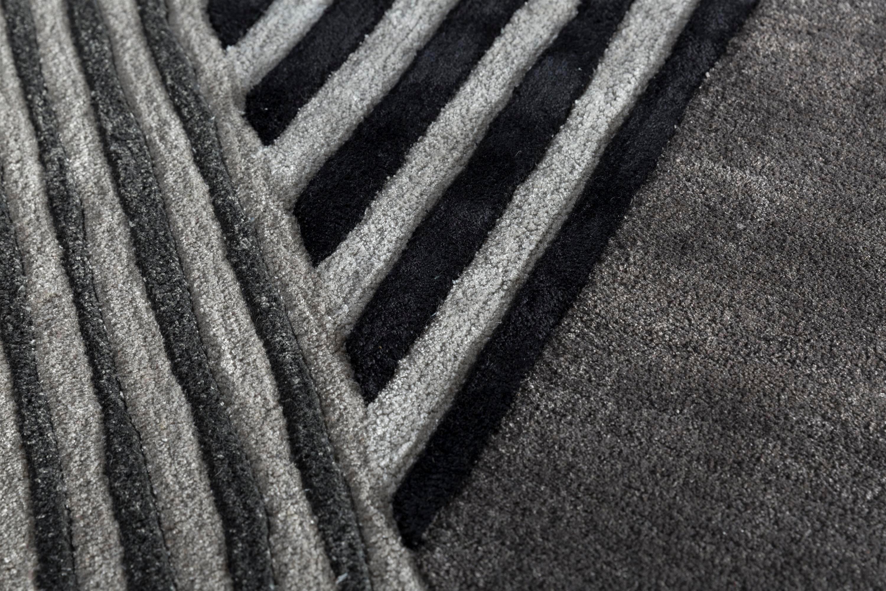 Alfombra Acolchada Contemporánea Liquorice y Gris Clásico 120x240 cm Alfombra Tejida a Mano Indio en venta
