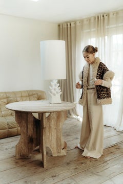 contemporary quirky ceramic lamp, belgian linen lampshade included