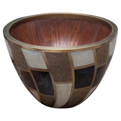 Contemporary R & Y Augousti Bowl with Inlaid Shagreen, Penshell and Brass