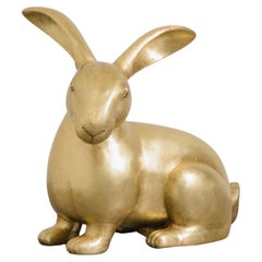 Contemporary Rabbit Sculpture in Brass by Robert Kuo, Hand Repoussé, Limited