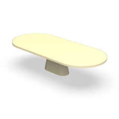 Contemporary Race Track Oval Resin Dining Table with Tapered Pedestal by Facture