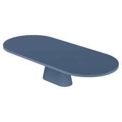 Contemporary Race Track Oval Resin Dining Table with Tapered Pedestal by Facture