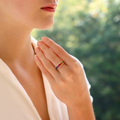 Contemporary Rainbow Sapphire and Diamond Half Eternity in 18k Yellow Gold