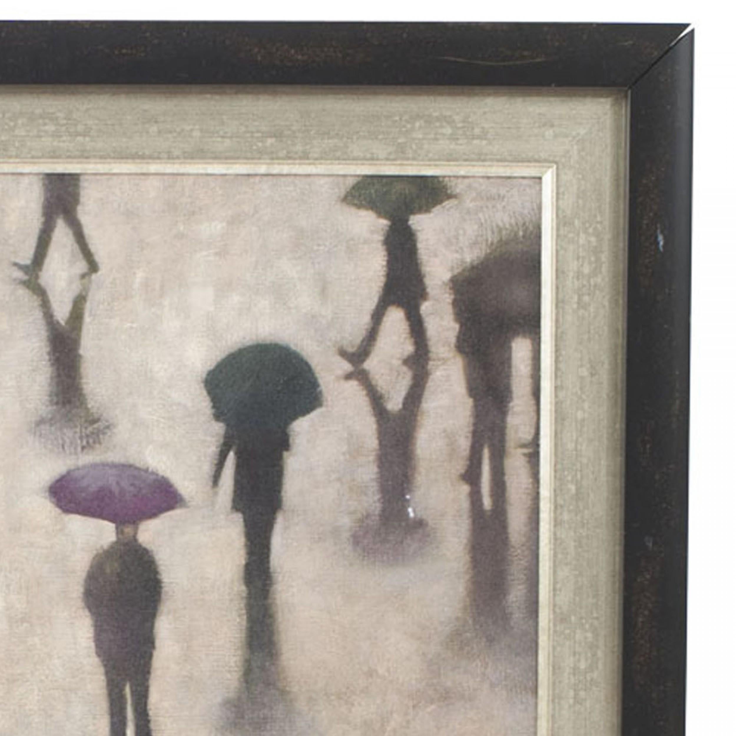 Pintura al óleo contemporánea de una calle lluviosa Moderno en venta