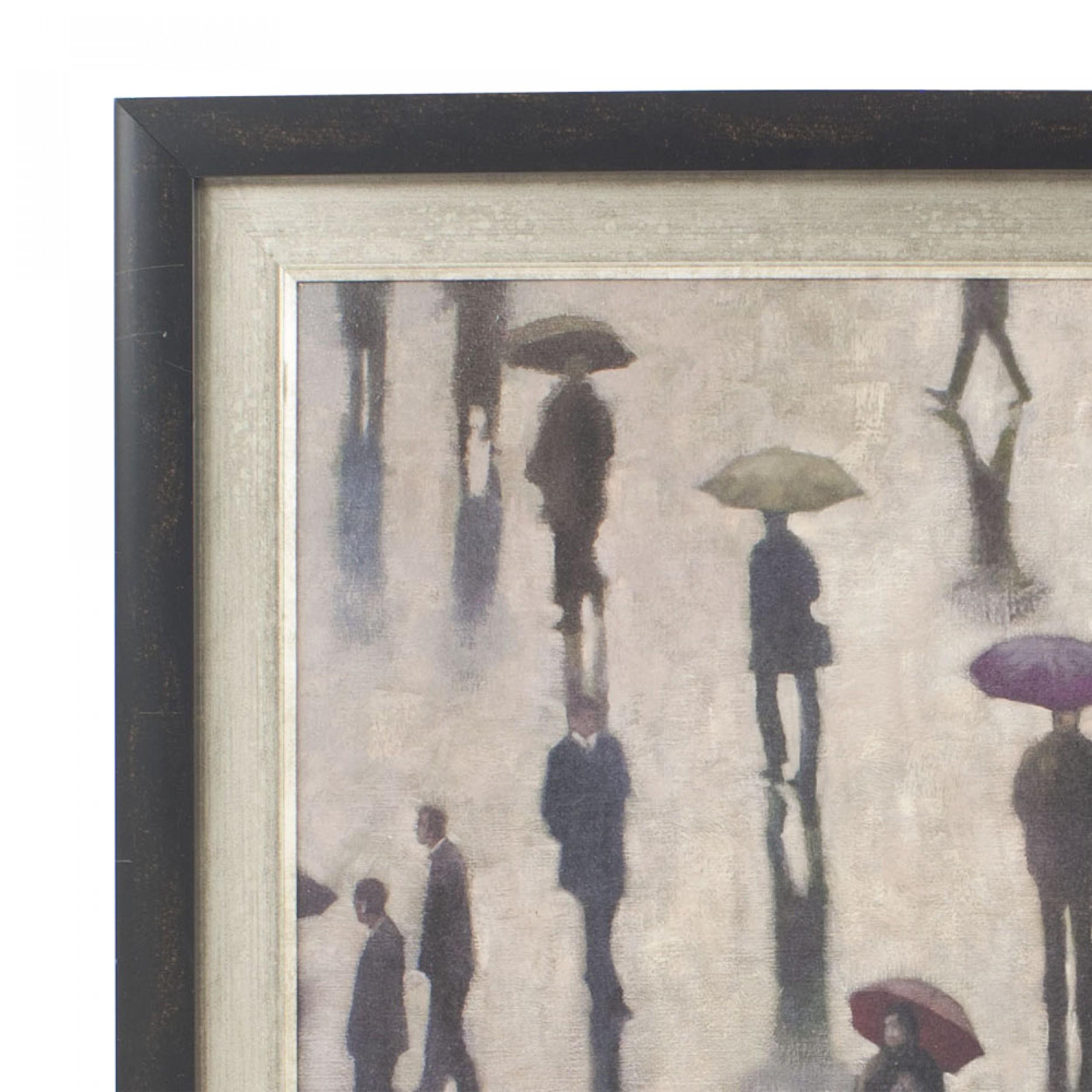 Pintura al óleo contemporánea de una calle lluviosa Desconocido en venta