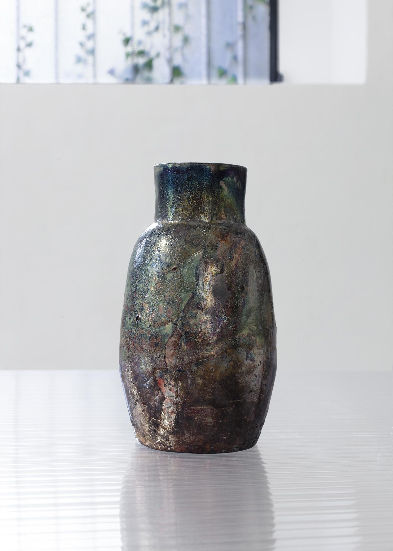 Paolo Spalluto for Camp Design Gallery
Naked Raku - water reduction I, 2015
English clay hand-made with traditional techniques of naked raku

Measures: Ø 11 x H 26
Unique piece with signed certification.

Camp Commission,