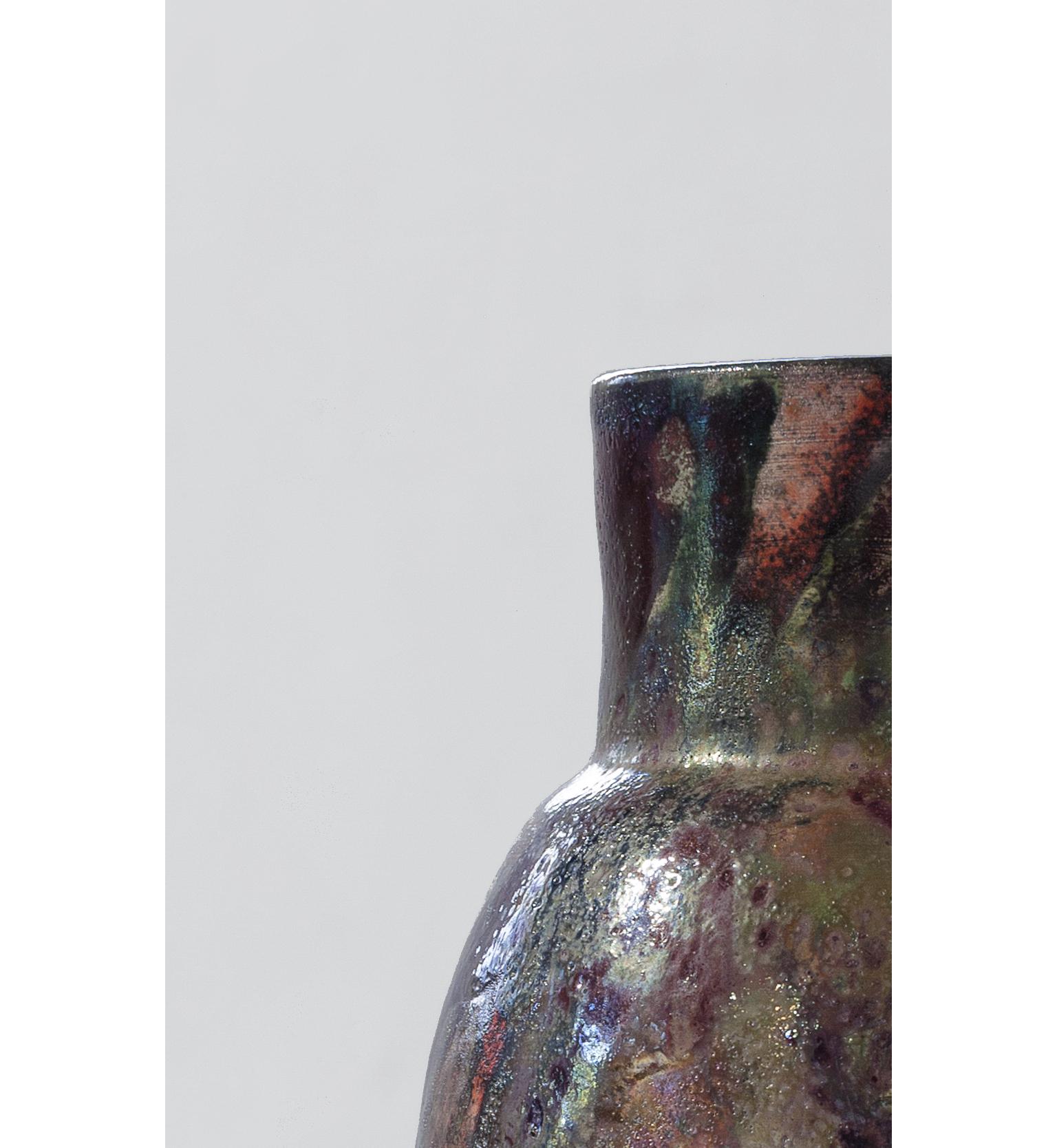 Polish Contemporary Raku Ceramic Vase