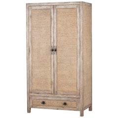 Contemporary Rattan Cabinet in Weathered Beechwood