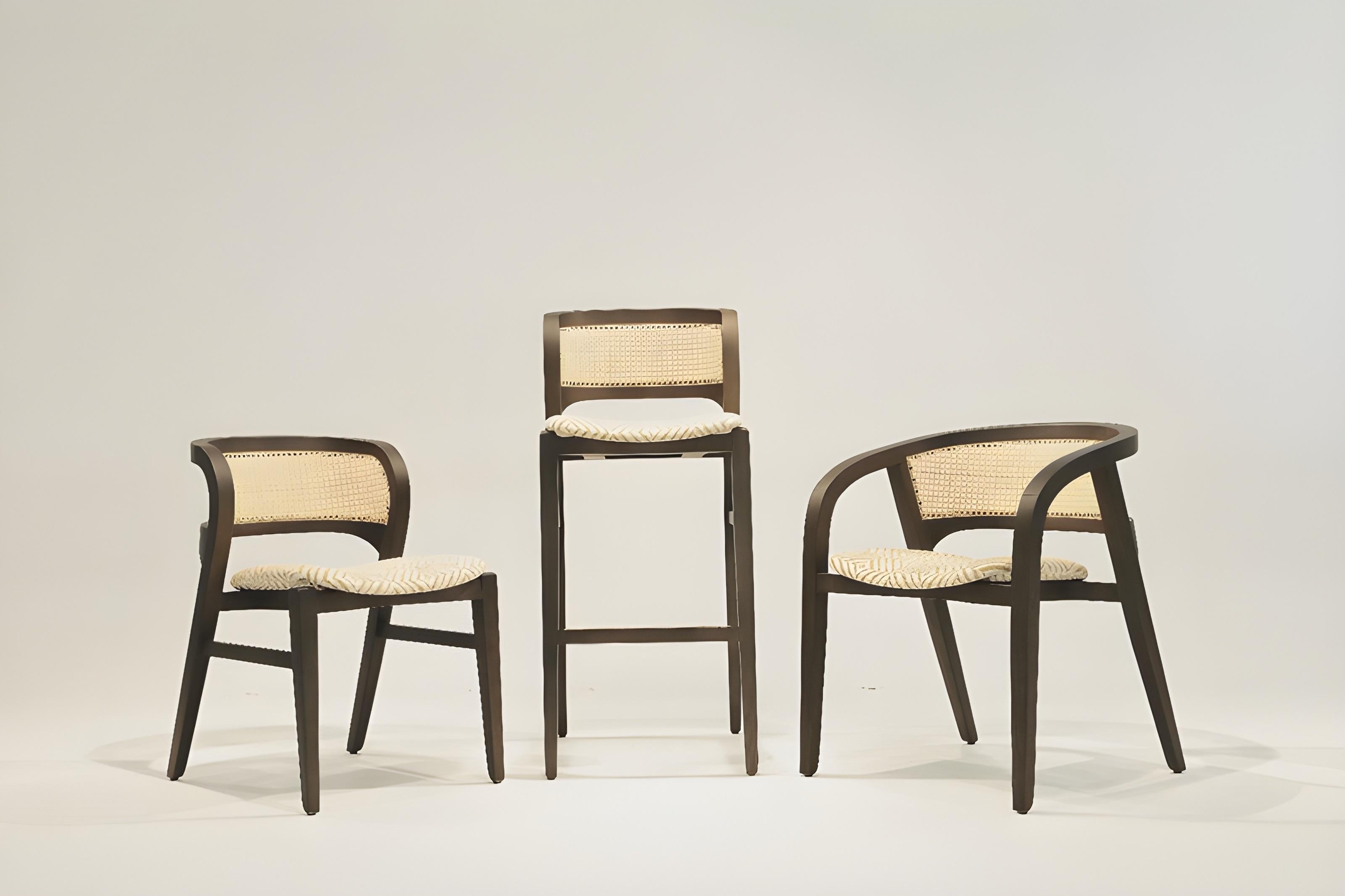 XXI secolo e contemporaneo Set di 6 sedie da pranzo contemporanee in rattan/cane in vendita