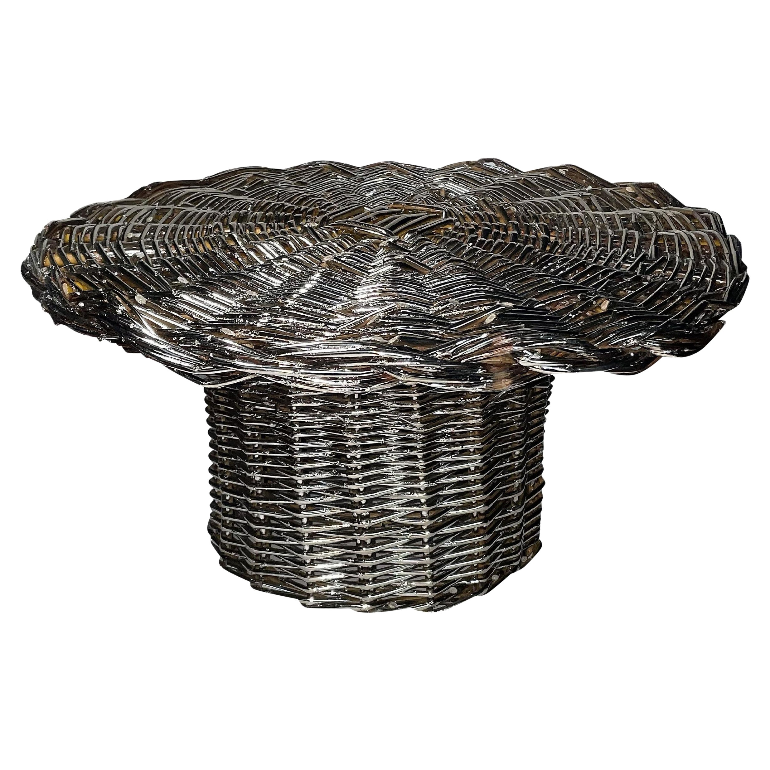 Contemporary Rattan Handmade willow Vase by Federica Paoli, Italy, in stock For Sale