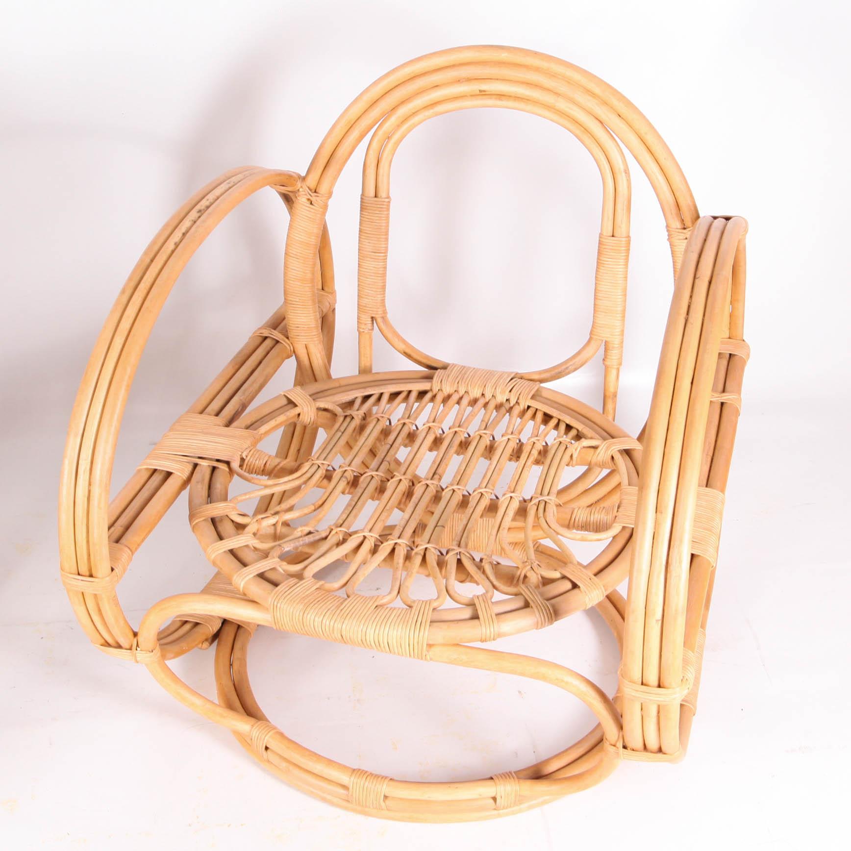 Italian Contemporary Rattan Hoops Armchairs For Sale
