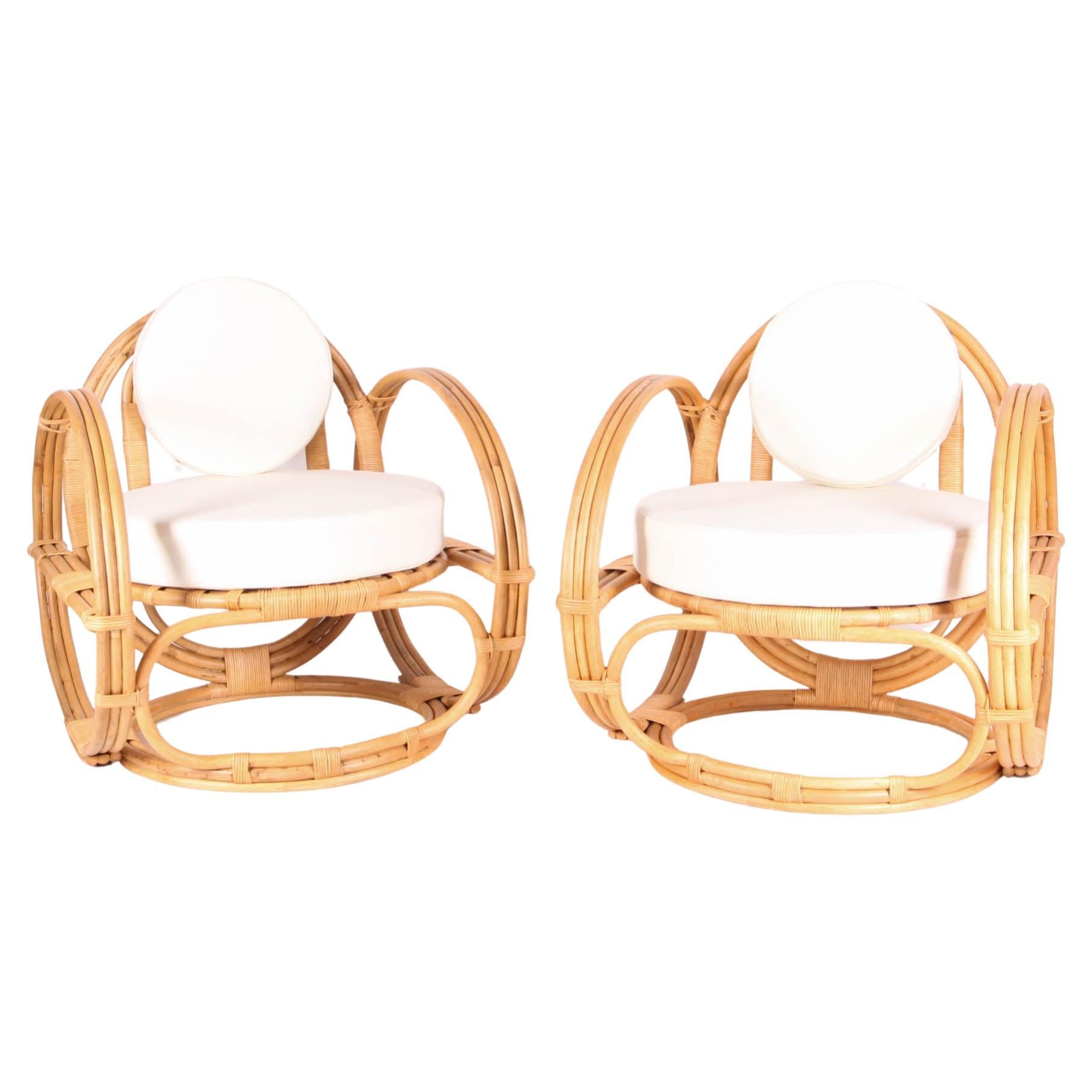 Contemporary Rattan Hoops Armchairs For Sale