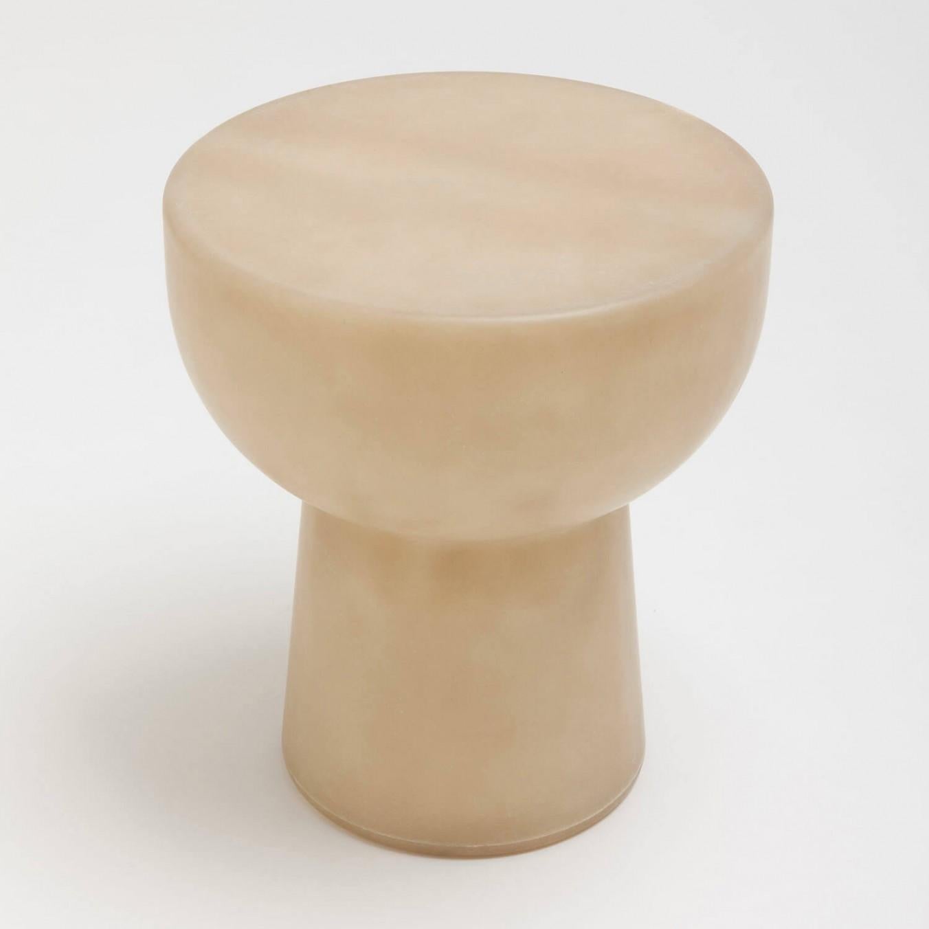 Contemporary raw fiberglass stool - Roly-Poly stool by Faye Toogood. 
This is shown in the raw fiberglass finish. 
Design: Faye Toogood
Material: fiberglass 
Available also in cream or charcoal finish.

The Roly Poly Stool is the anchor piece